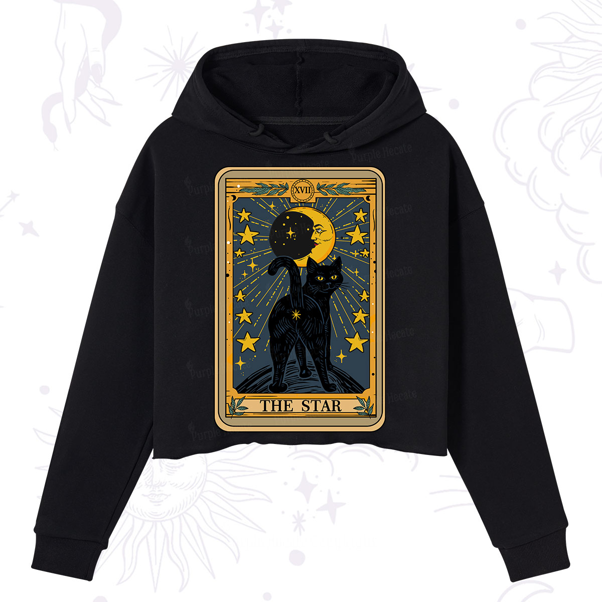 Purplehecate The Star Tarot Cat Crop Hoodie