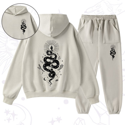 Purplehecate Mystical Moon Phases Snake Fleece Hoodie Suit