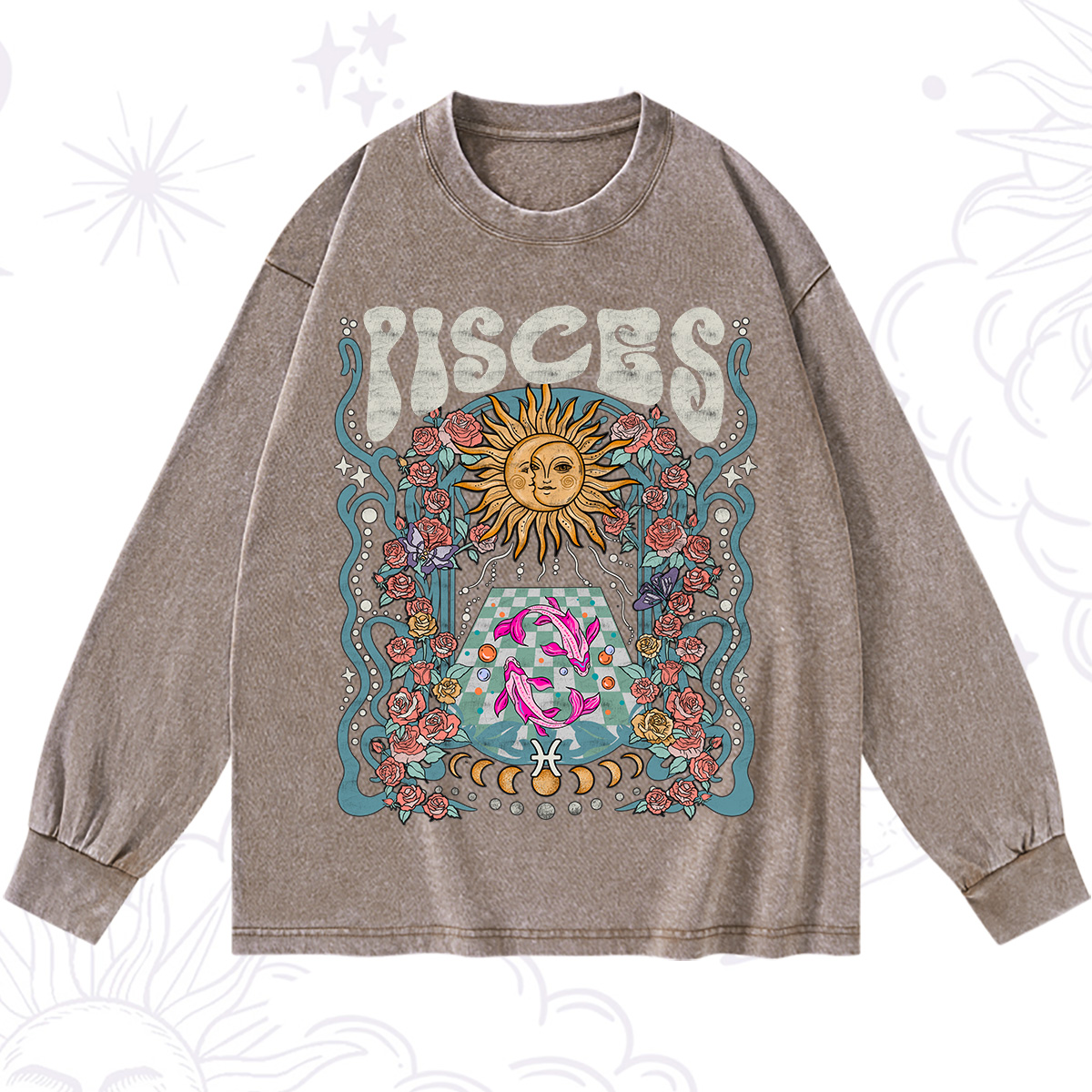 Purplehecate Pisces Spirit Zodiac Washed Long Sleeve Shirt