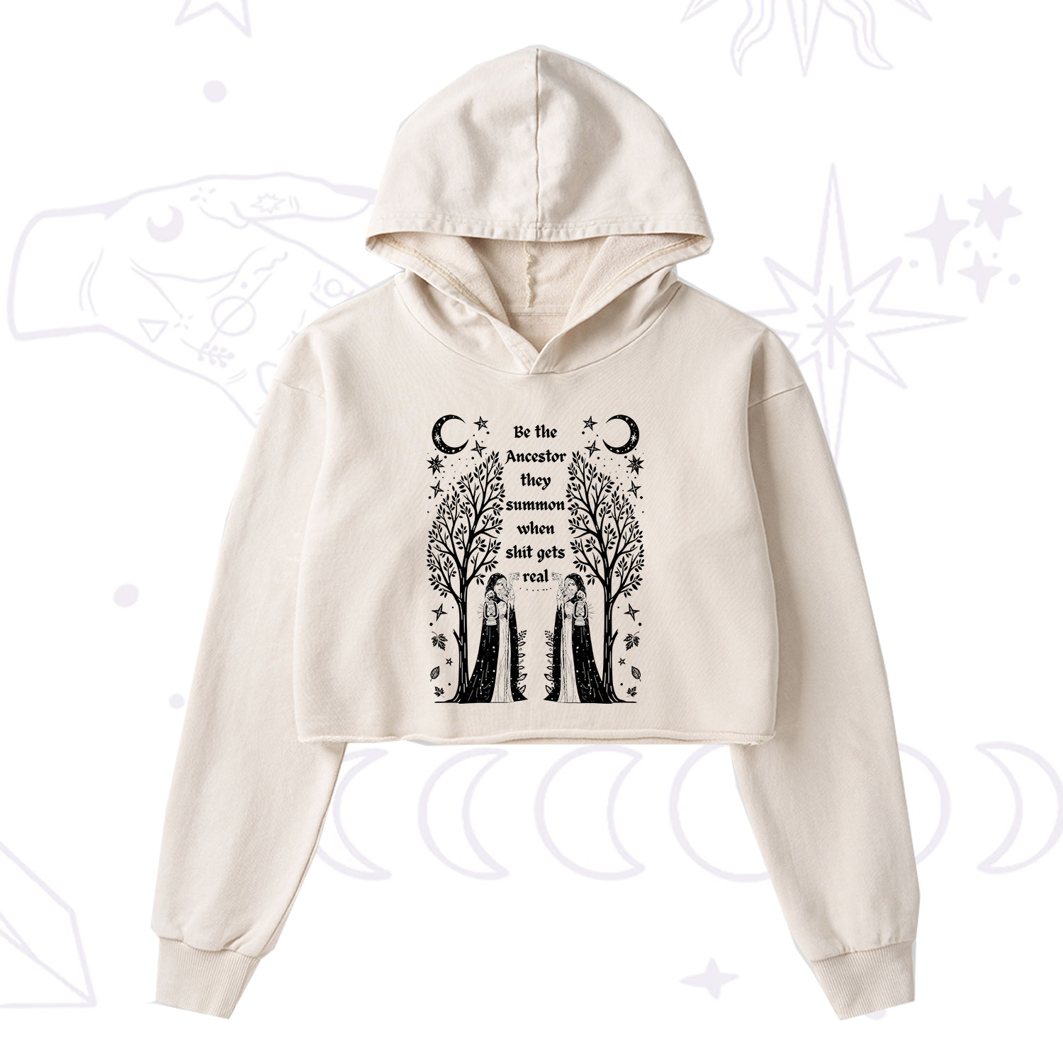 Purplehecate Be The Ancestor They Summon When Shit Gets Real Washed Cropped Hoodie