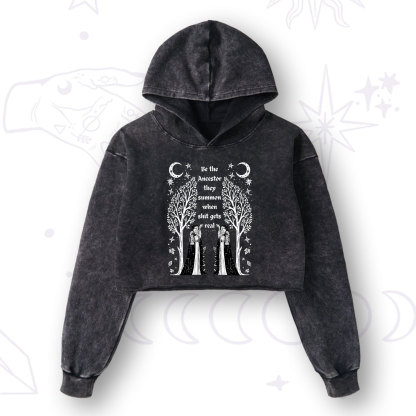 Purplehecate Be The Ancestor They Summon When Shit Gets Real Washed Cropped Hoodie
