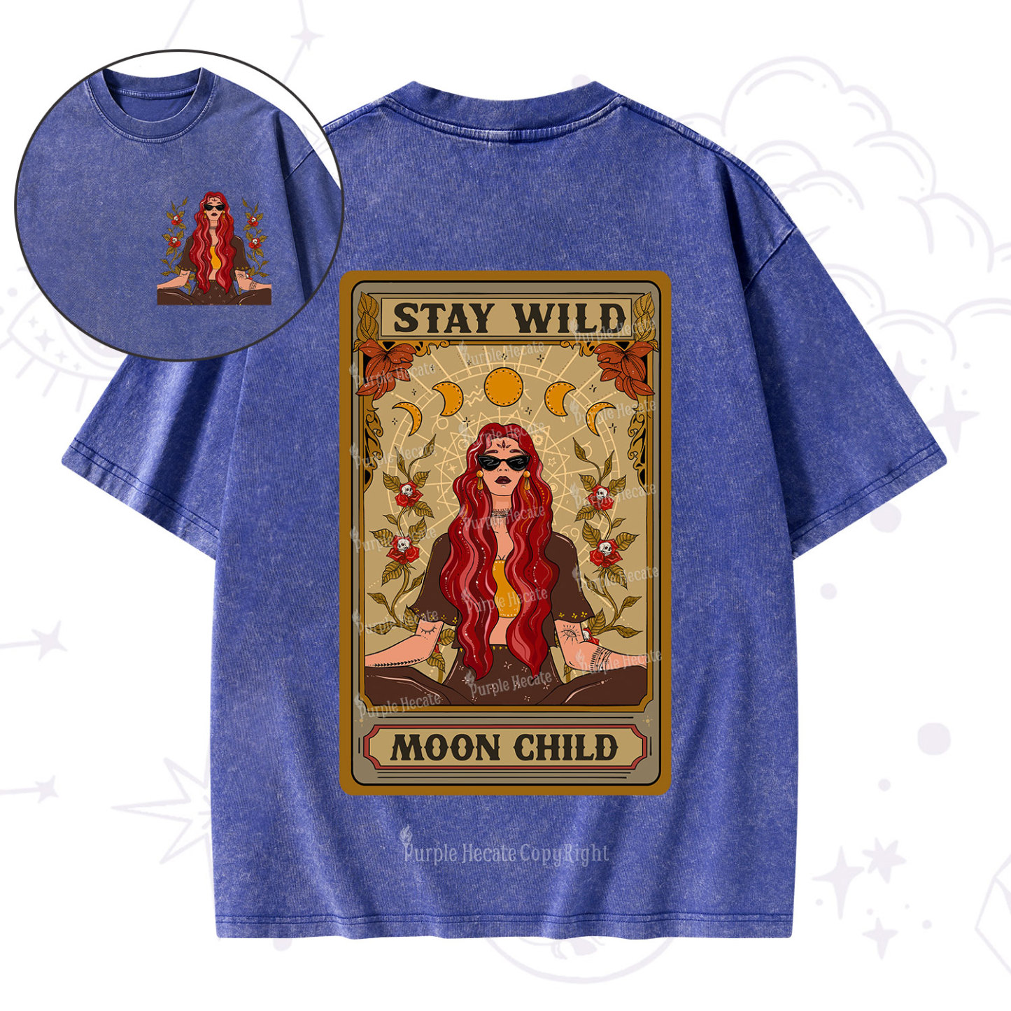 Purplehecate The Stay Wild Moon Child Oracle Card Washed T-Shirt