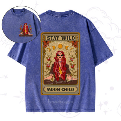 Purplehecate The Stay Wild Moon Child Oracle Card Washed T-Shirt