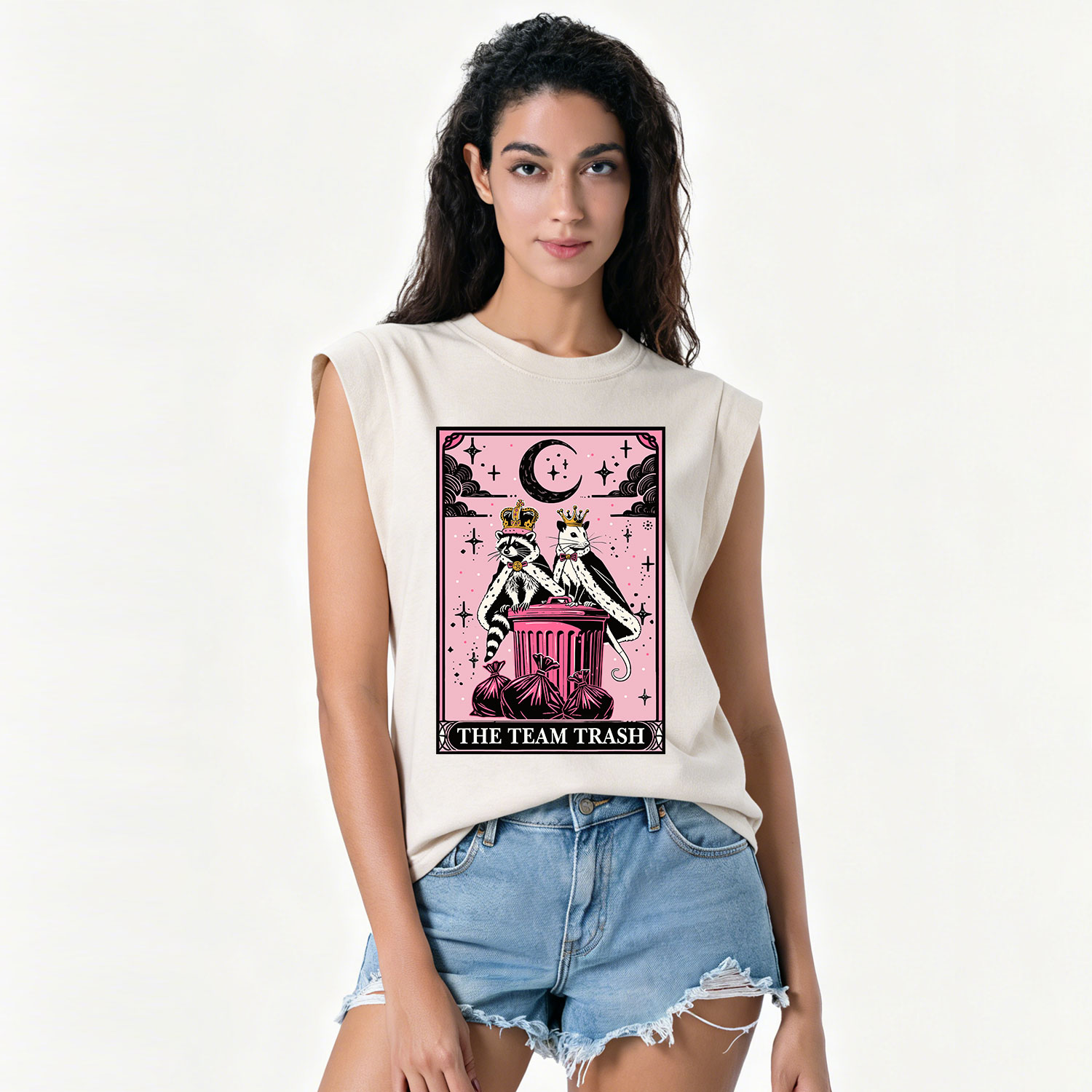 Purplehecate The Trash Kingdom's Tarot Opossum and Raccoon Vintage Washed Tank