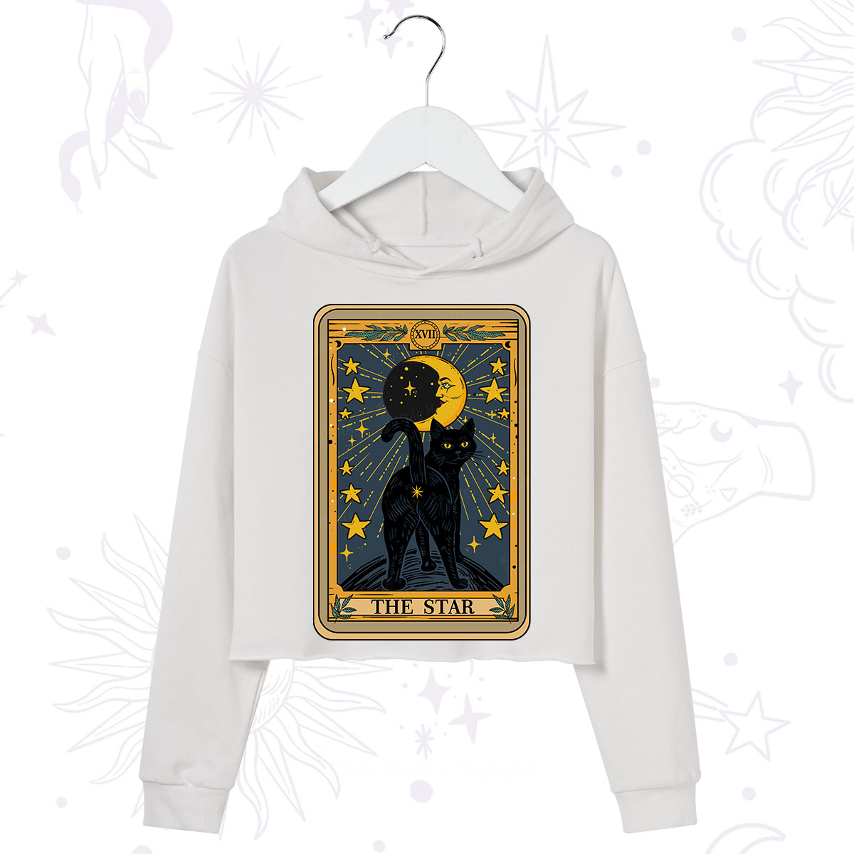 Purplehecate The Star Tarot Cat Crop Hoodie