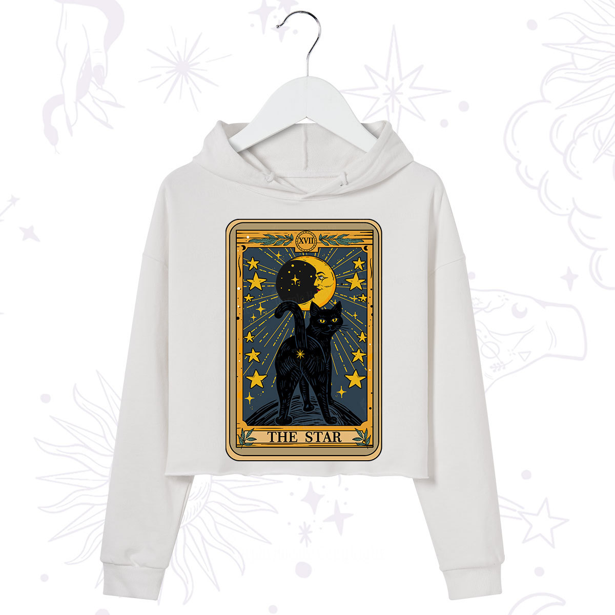Purplehecate The Star Tarot Cat Crop Hoodie