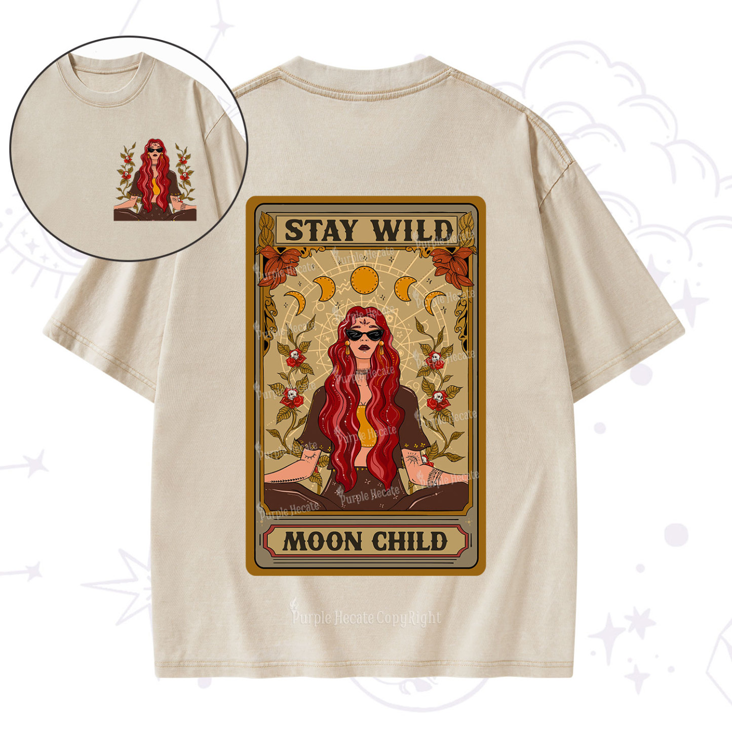 Purplehecate The Stay Wild Moon Child Oracle Card Washed T-Shirt