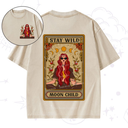 Purplehecate The Stay Wild Moon Child Oracle Card Washed T-Shirt