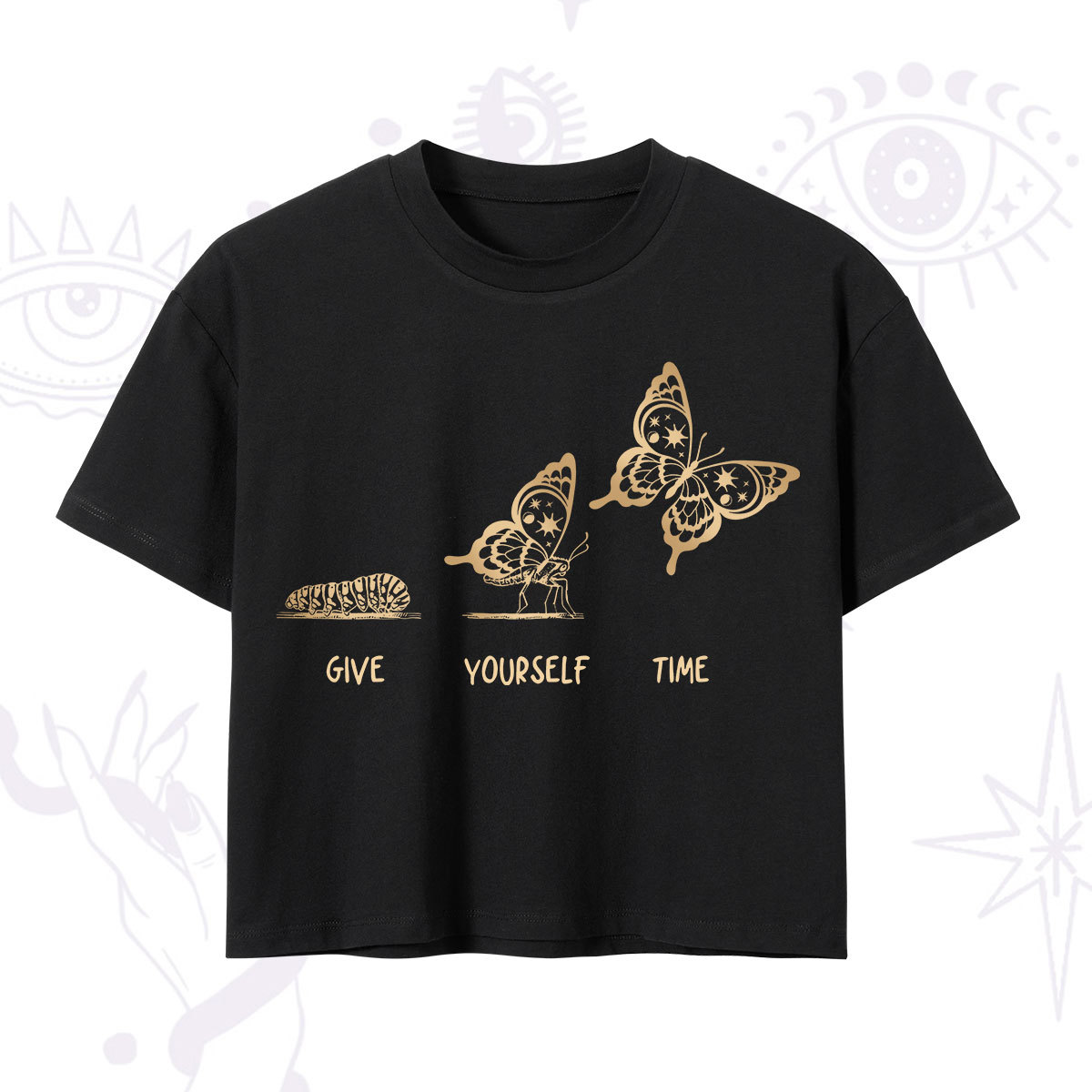 Purplehecate Give Yourself Time Butterfly Crop T-Shirt