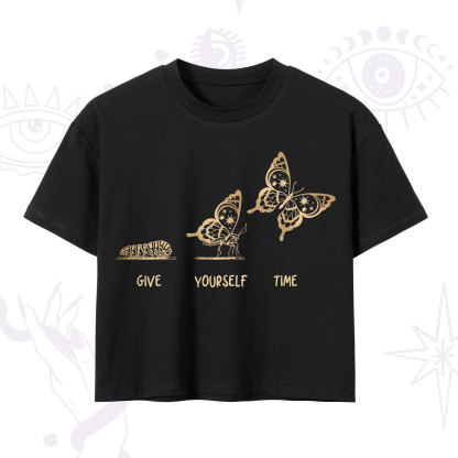 Purplehecate Give Yourself Time Butterfly Crop T-Shirt