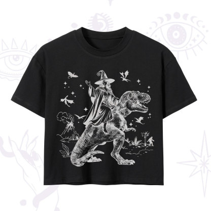 Purplehecate Witch Riding Dino Crop T-Shirt