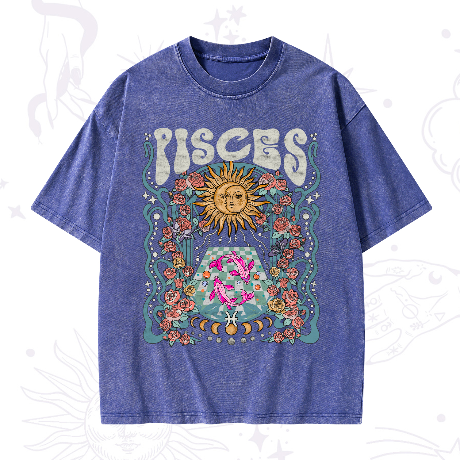 Purplehecate Pisces Spirit Zodiac Washed T-Shirt