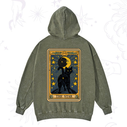 Purplehecate The Star Tarot Cat Washed Hoodie