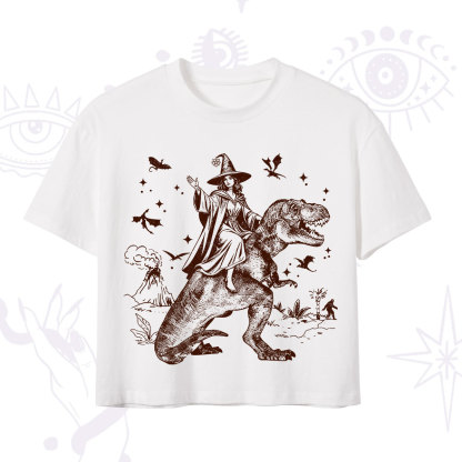 Purplehecate Witch Riding Dino Crop T-Shirt