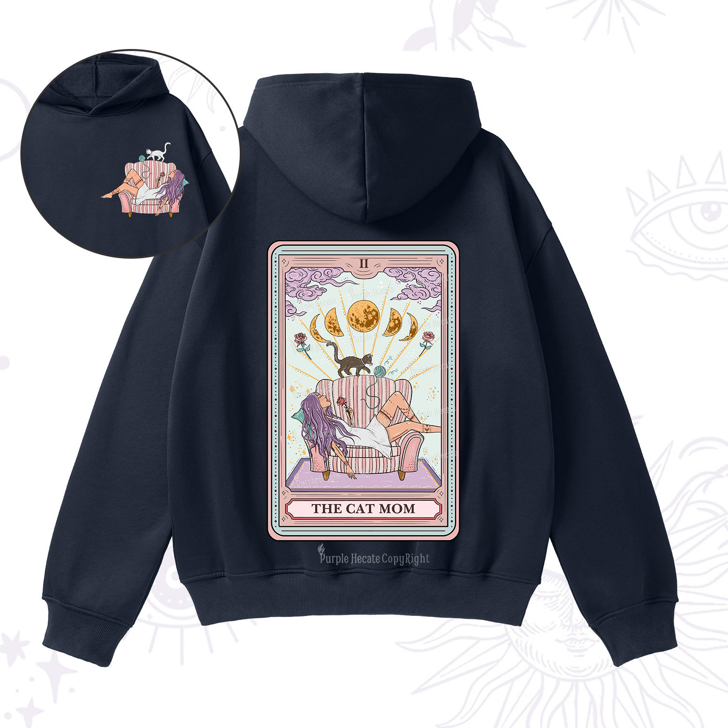 Purplehecate The Cat Mom Tarot Fleece Hoodie Suit