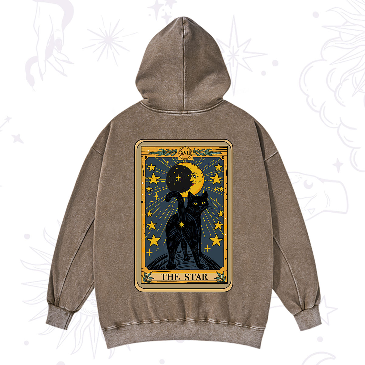 Purplehecate The Star Tarot Cat Washed Hoodie