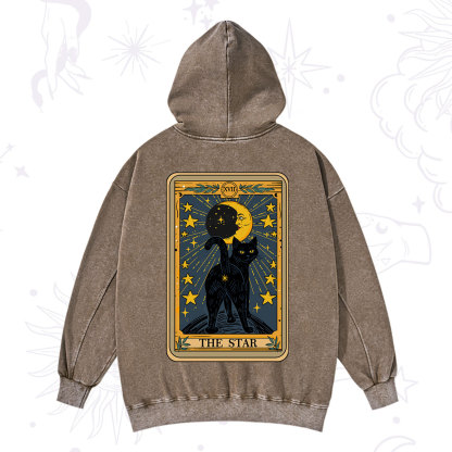 Purplehecate The Star Tarot Cat Washed Hoodie
