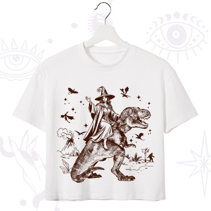 Purplehecate Witch Riding Dino Crop T-Shirt
