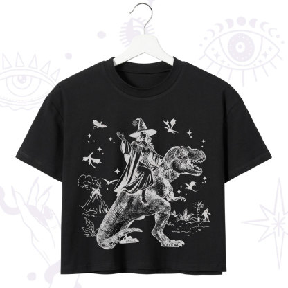 Purplehecate Witch Riding Dino Crop T-Shirt