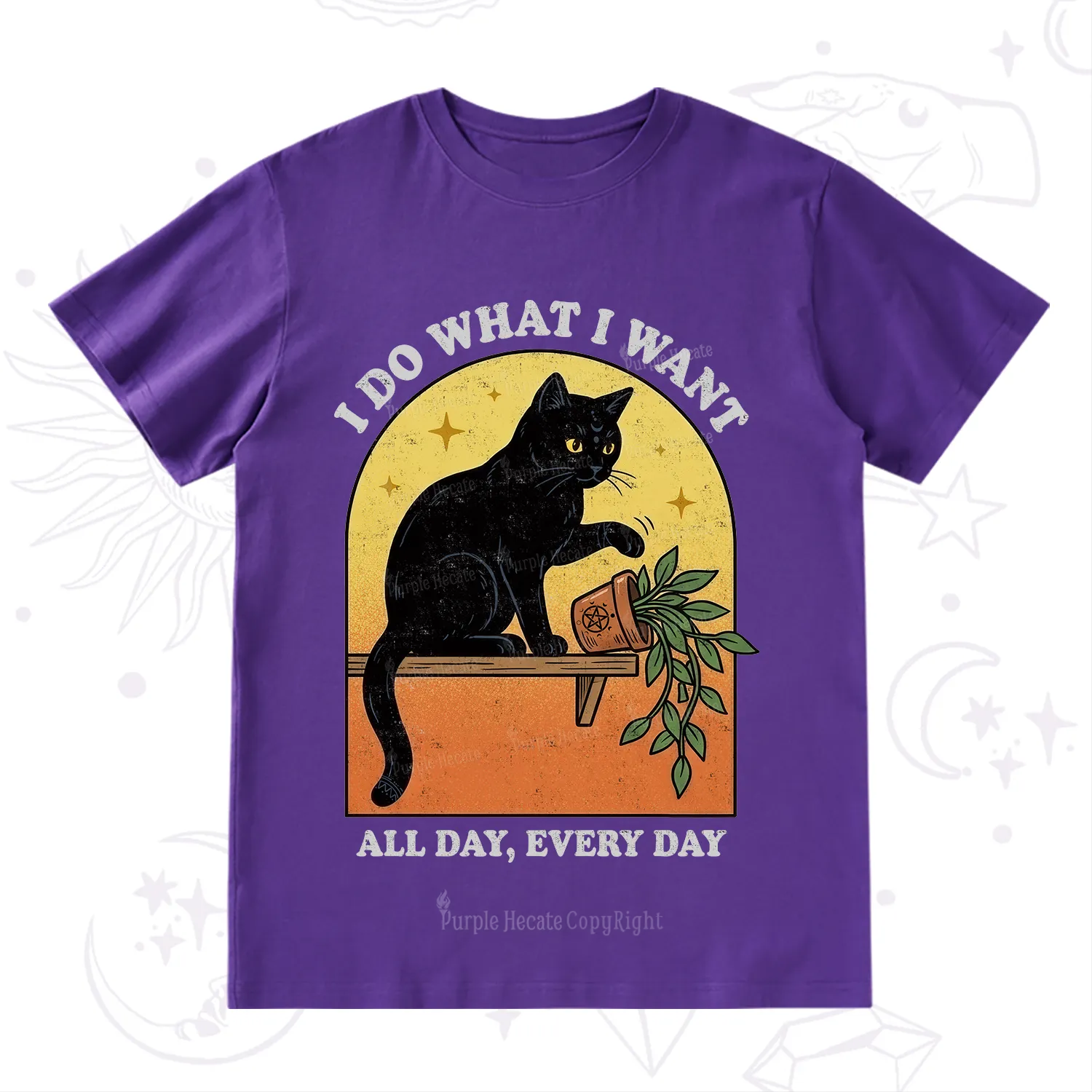 Purplehecate I Do What I Want Funny Black Cat T-Shirt