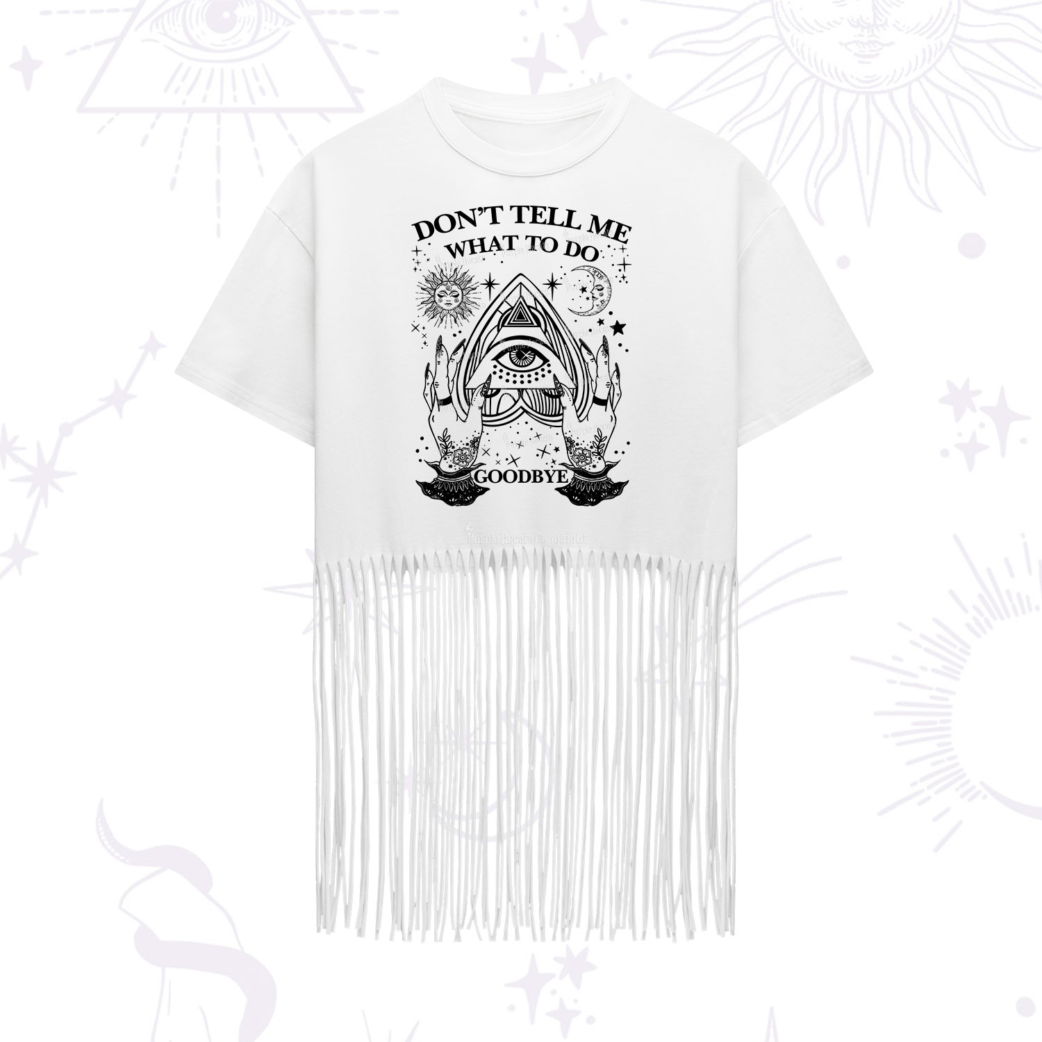 Purplehecate Don't Tell Me What To Do Witch Planchette Eye Fringe Hem T-Shirt