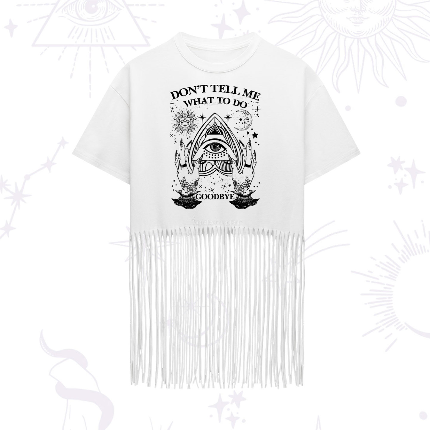 Purplehecate Don't Tell Me What To Do Witch Planchette Eye Fringe Hem T-Shirt