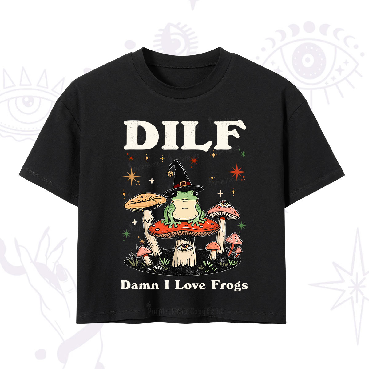 Purplehecate Dilf Damn I Love Frogs Crop T-Shirt