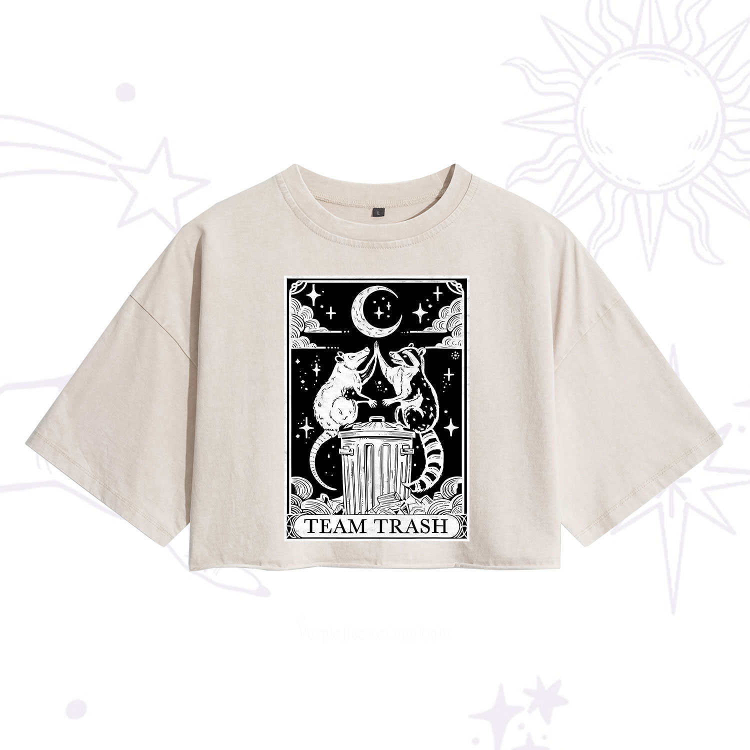 Purplehecate The Team Trash Tarot Washed Cropped T-Shirt