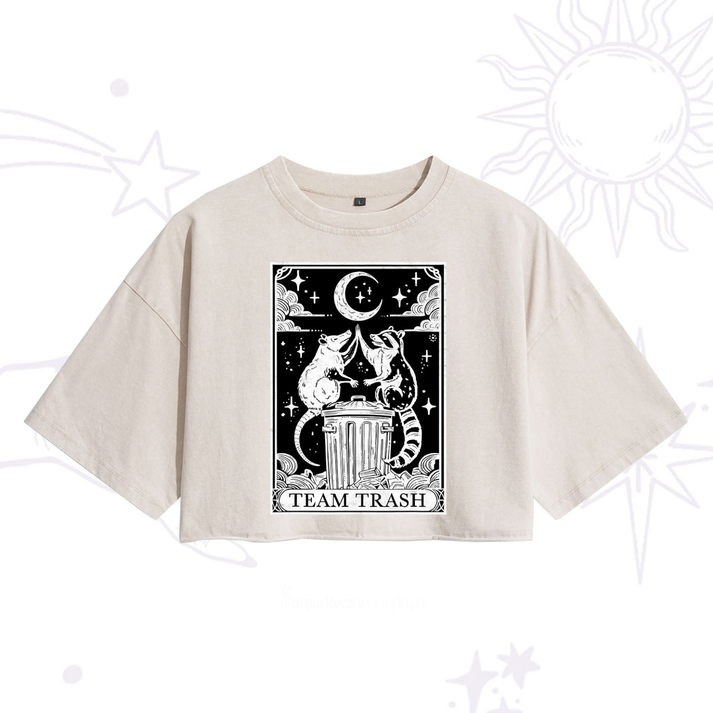Purplehecate The Team Trash Tarot Washed Cropped T-Shirt