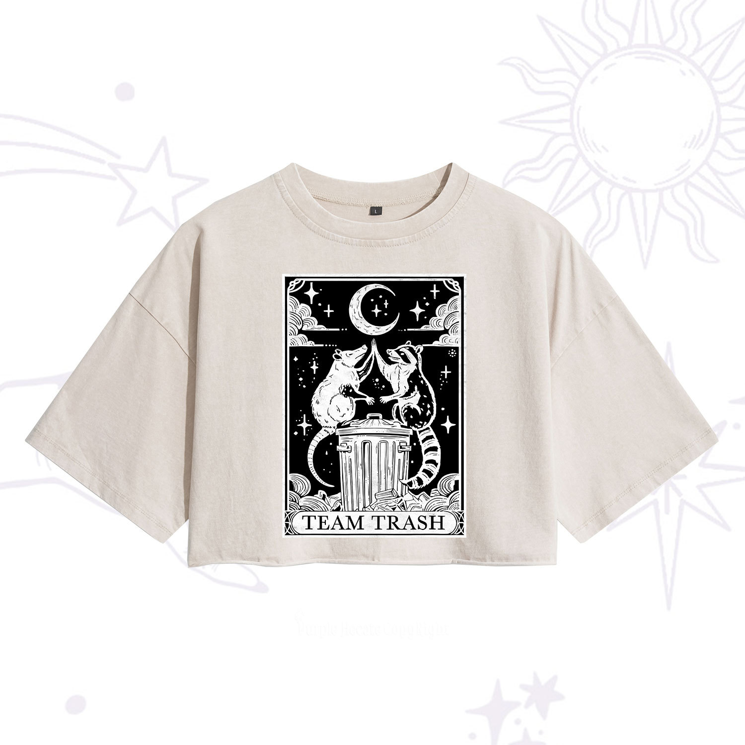 Purplehecate The Team Trash Tarot Washed Cropped T-Shirt