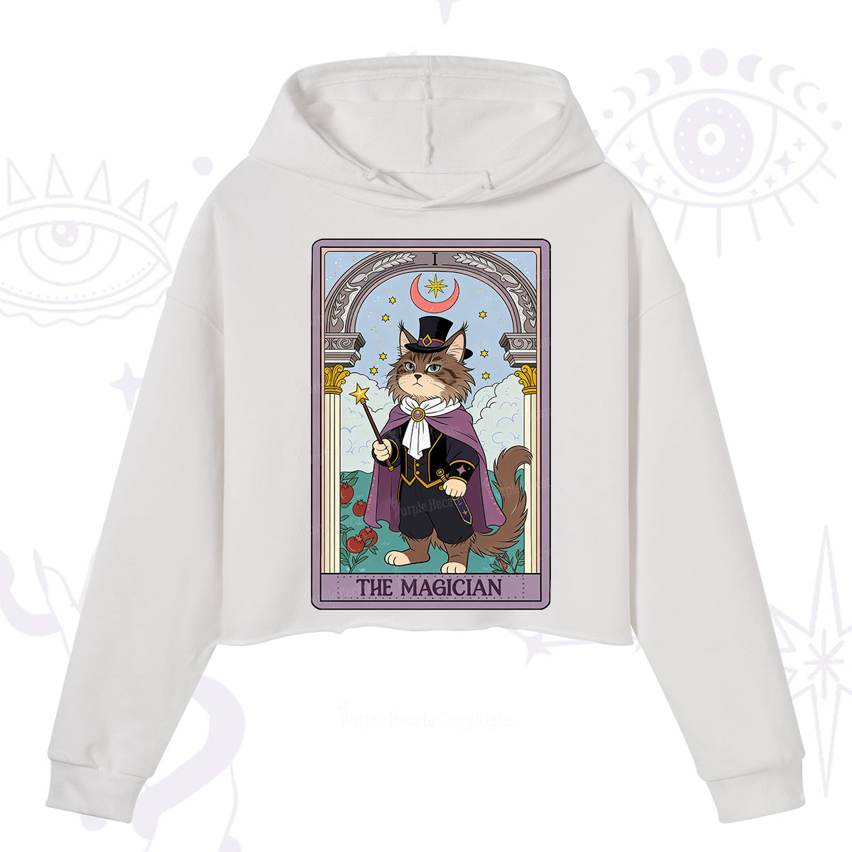 Purplehecate The Magician Cat Tarot Crop Hoodie