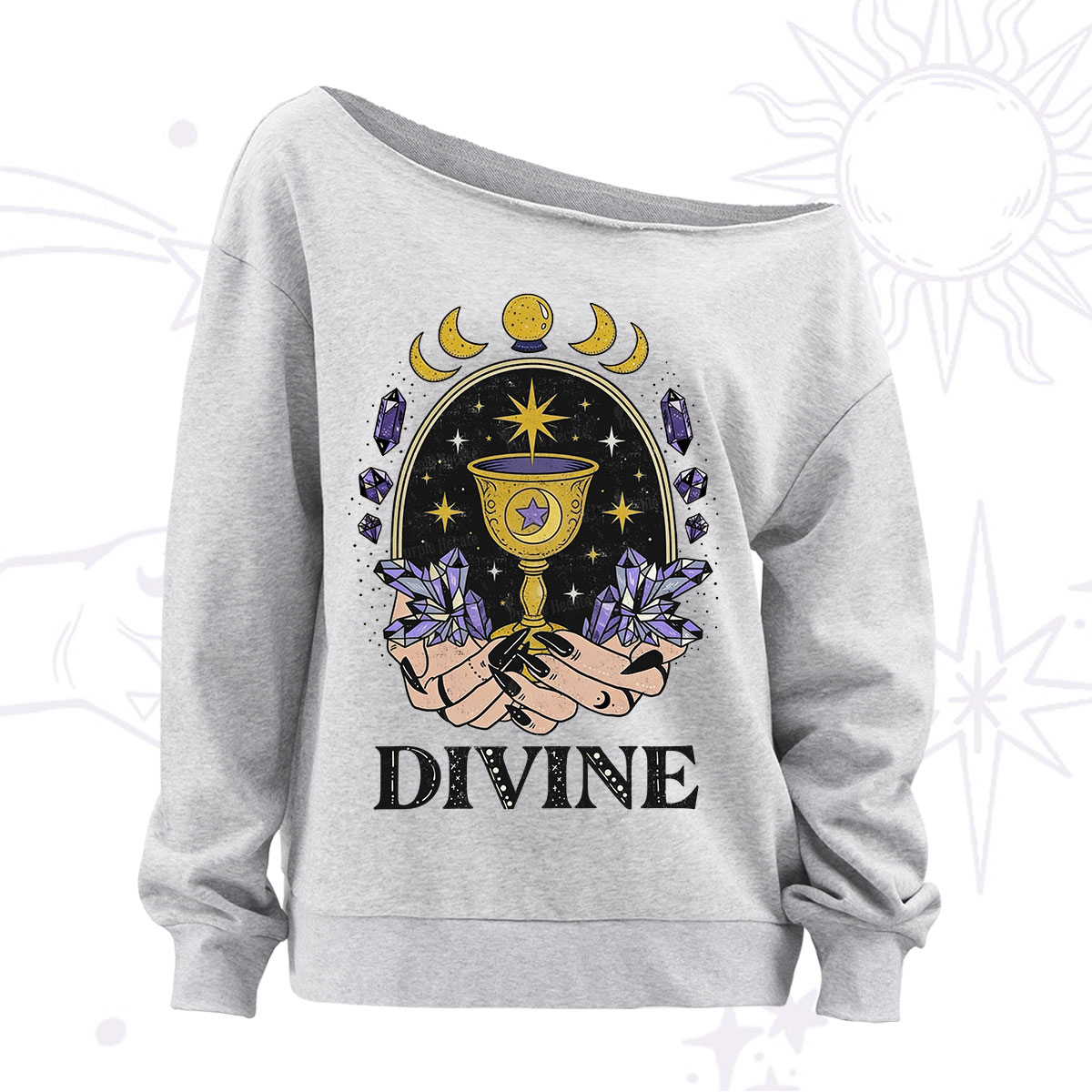 Purplehecate Divine Energy Off The Shoulder Sweatshirt
