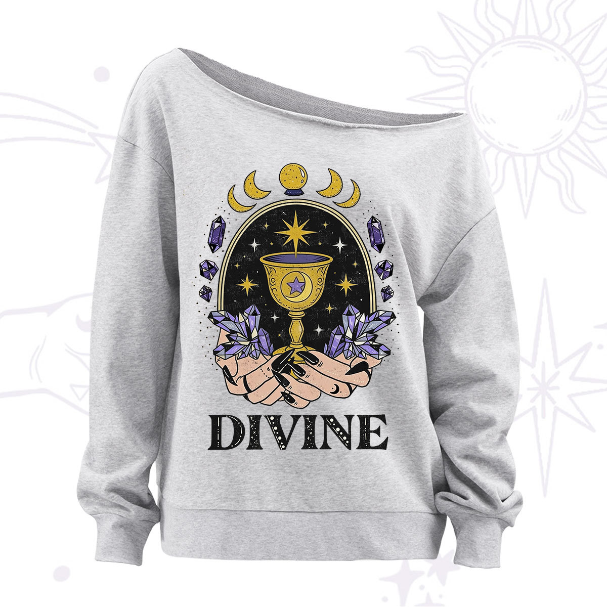 Purplehecate Divine Energy Off The Shoulder Sweatshirt