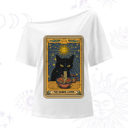 Purplehecate The Ramen Lover Cat Tarot One Shoulder T-Shirt