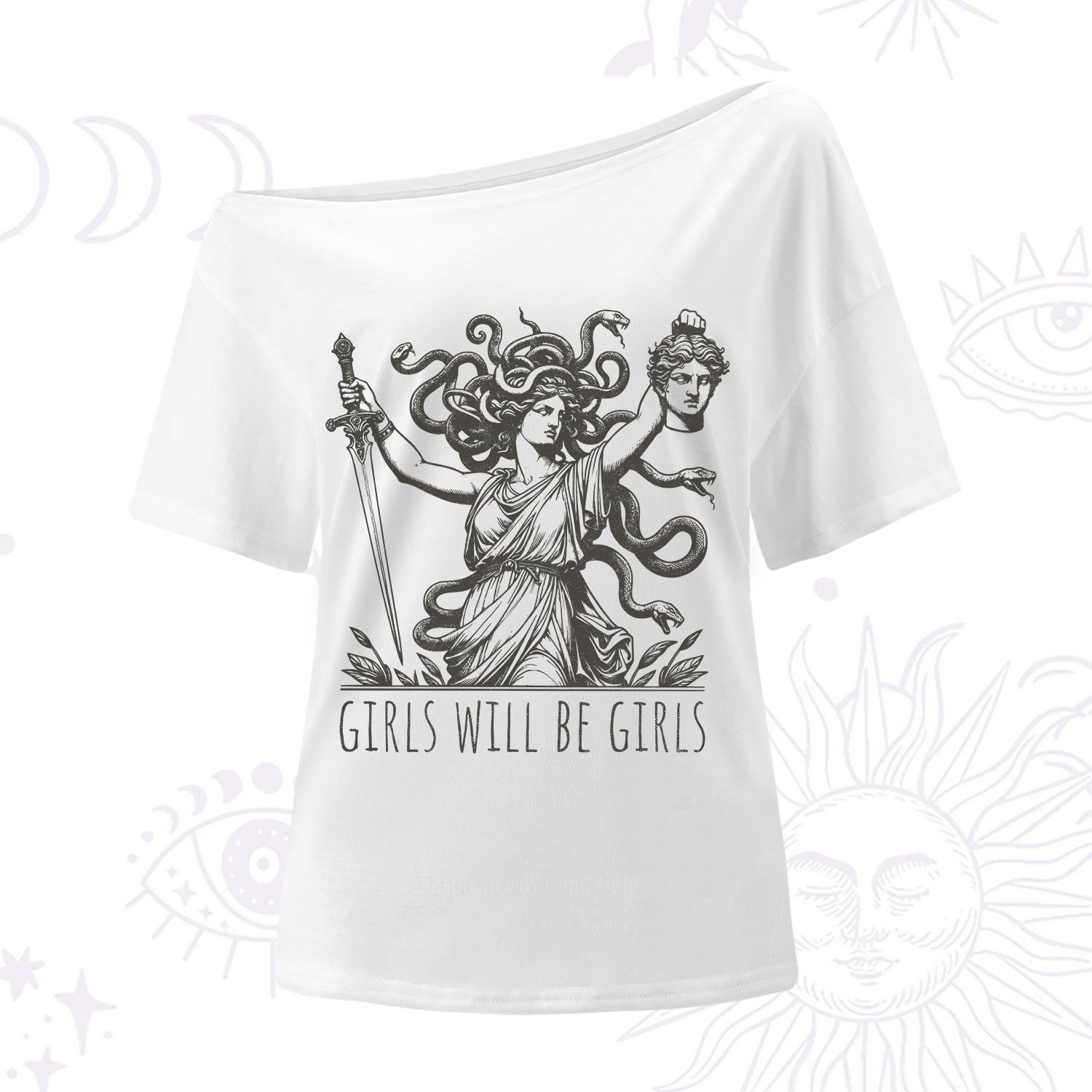 Purplehecate Girls Will Be Girls Medusa One Shoulder T-Shirt