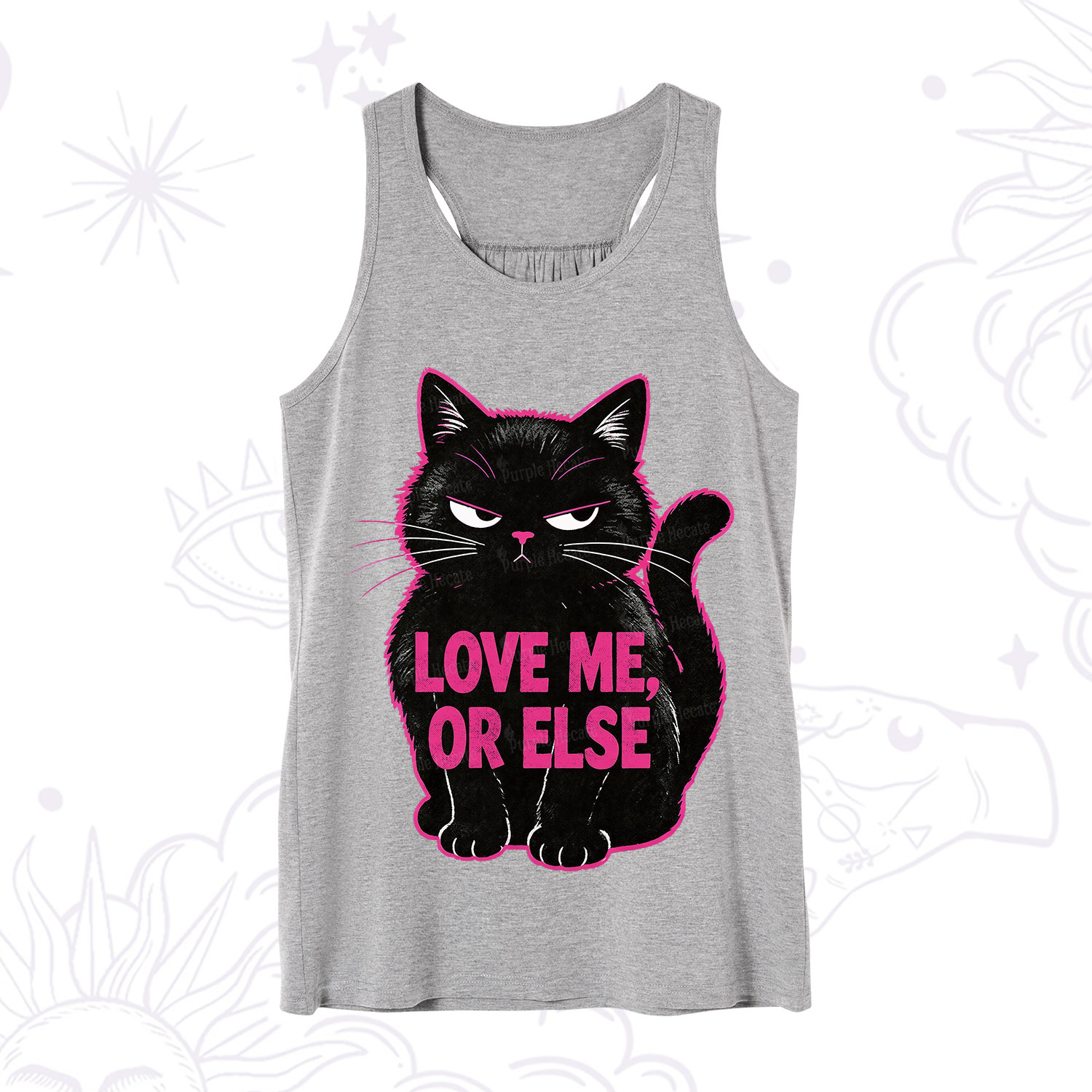 Purplehecate Grumpy Black Cat Love Me or Else Tank