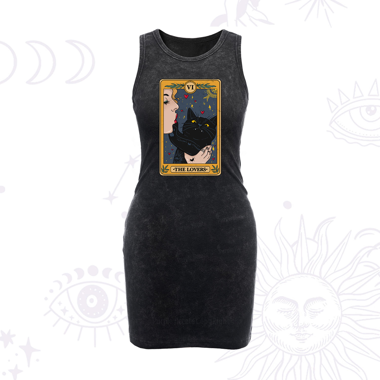 Purplehecate The Lovers Cat Tarot Vintage Bodycon Tank Dress