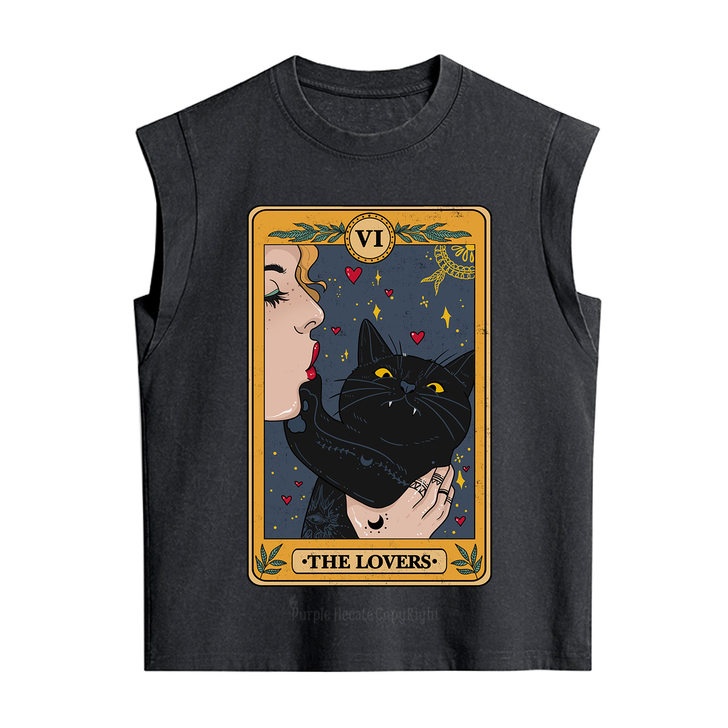 Purplehecate The Lovers Cat Tarot Vintage Washed Tank