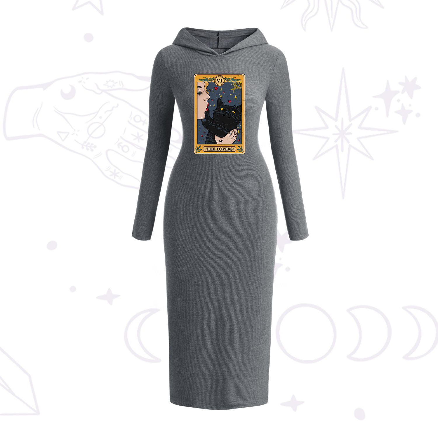 Purplehecate The Lovers Cat Tarot Hooded Knit Dress