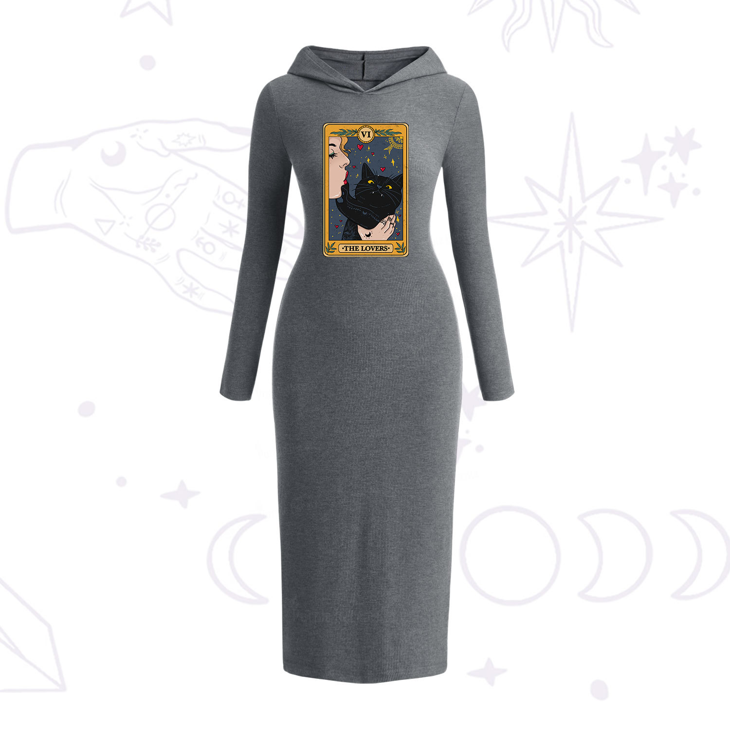 Purplehecate The Lovers Cat Tarot Hooded Knit Dress