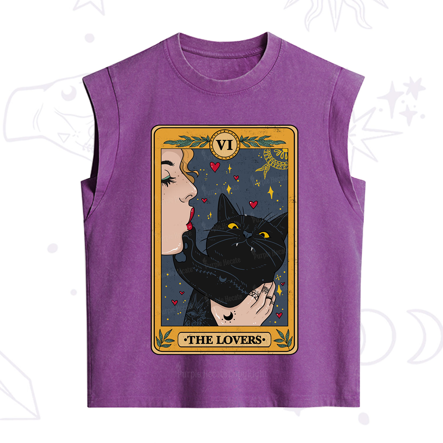 Purplehecate The Lovers Cat Tarot Vintage Washed Tank