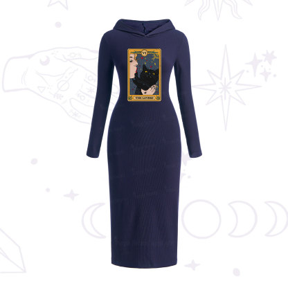 Purplehecate The Lovers Cat Tarot Hooded Knit Dress