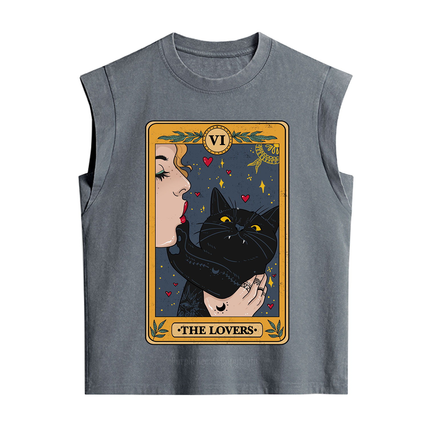 Purplehecate The Lovers Cat Tarot Vintage Washed Tank
