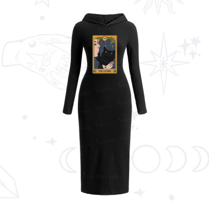 Purplehecate The Lovers Cat Tarot Hooded Knit Dress