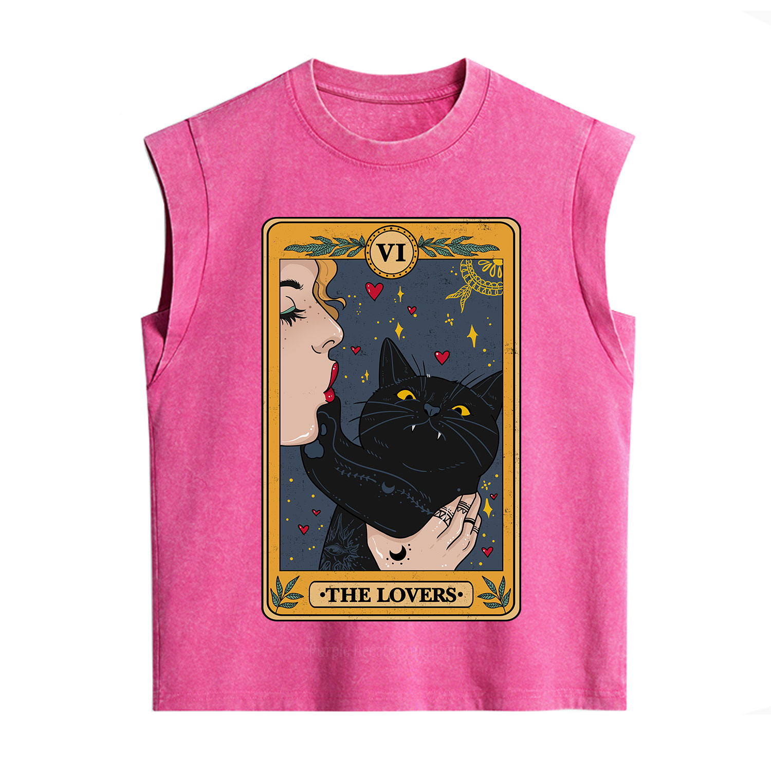 Purplehecate The Lovers Cat Tarot Vintage Washed Tank
