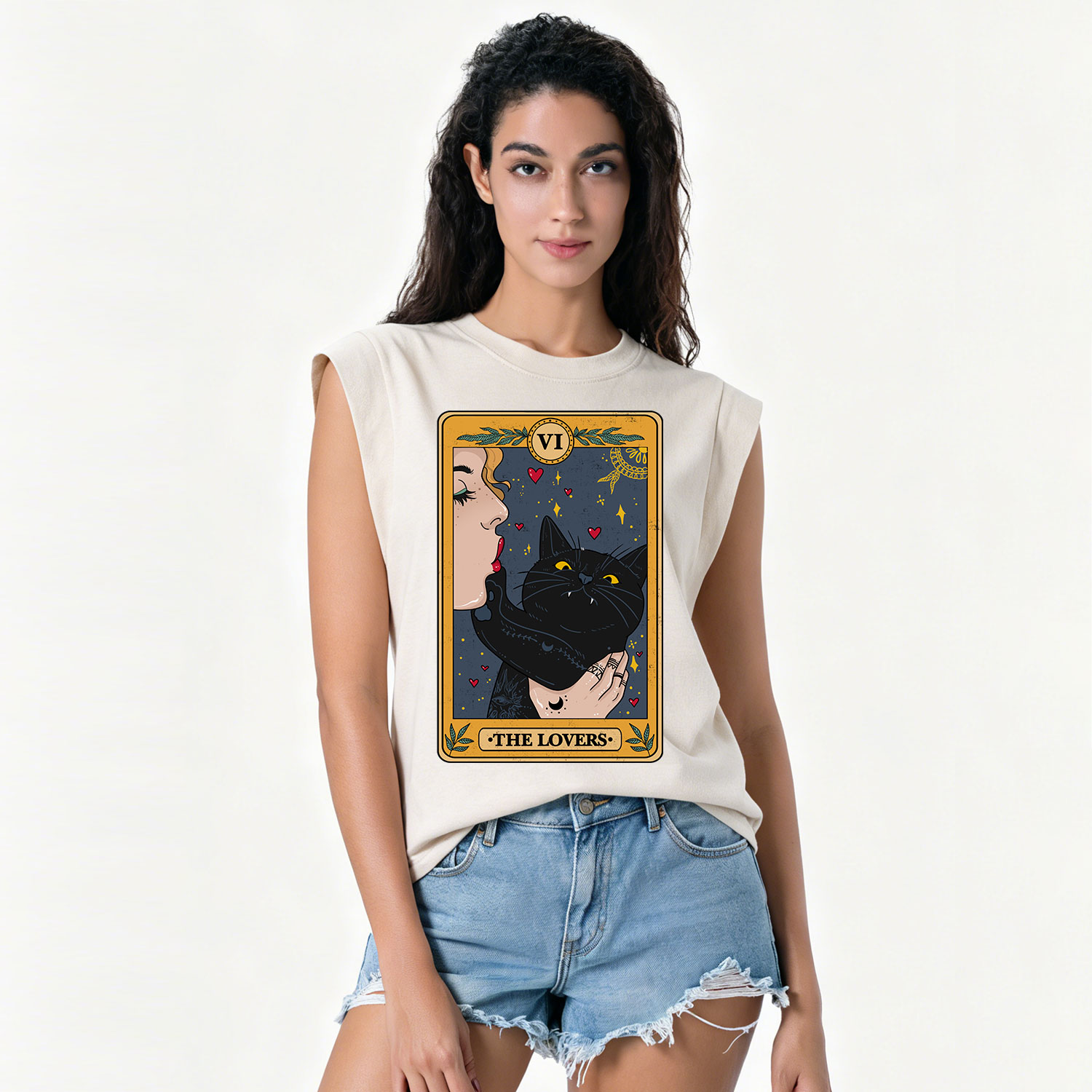 Purplehecate The Lovers Cat Tarot Vintage Washed Tank