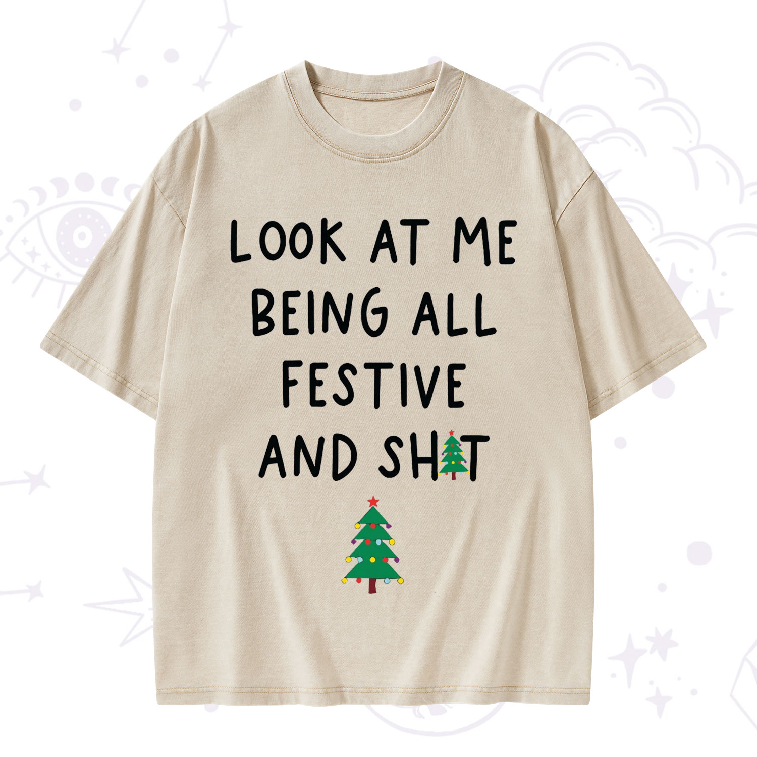 Purplehecate Look At Me Being All Festive Christmas Washed T-Shirt