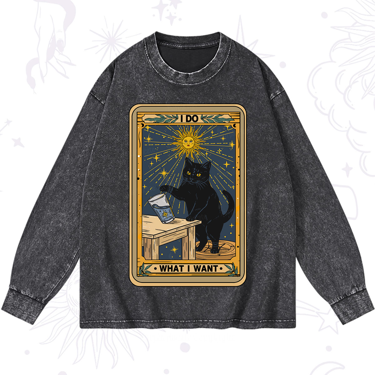 Purplehecate I Do What I Want Cats Washed Long Sleeve Shirt