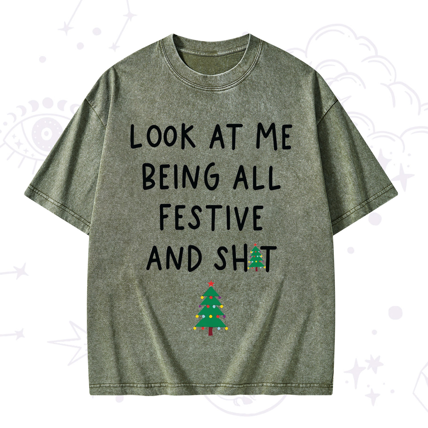 Purplehecate Look At Me Being All Festive Christmas Washed T-Shirt