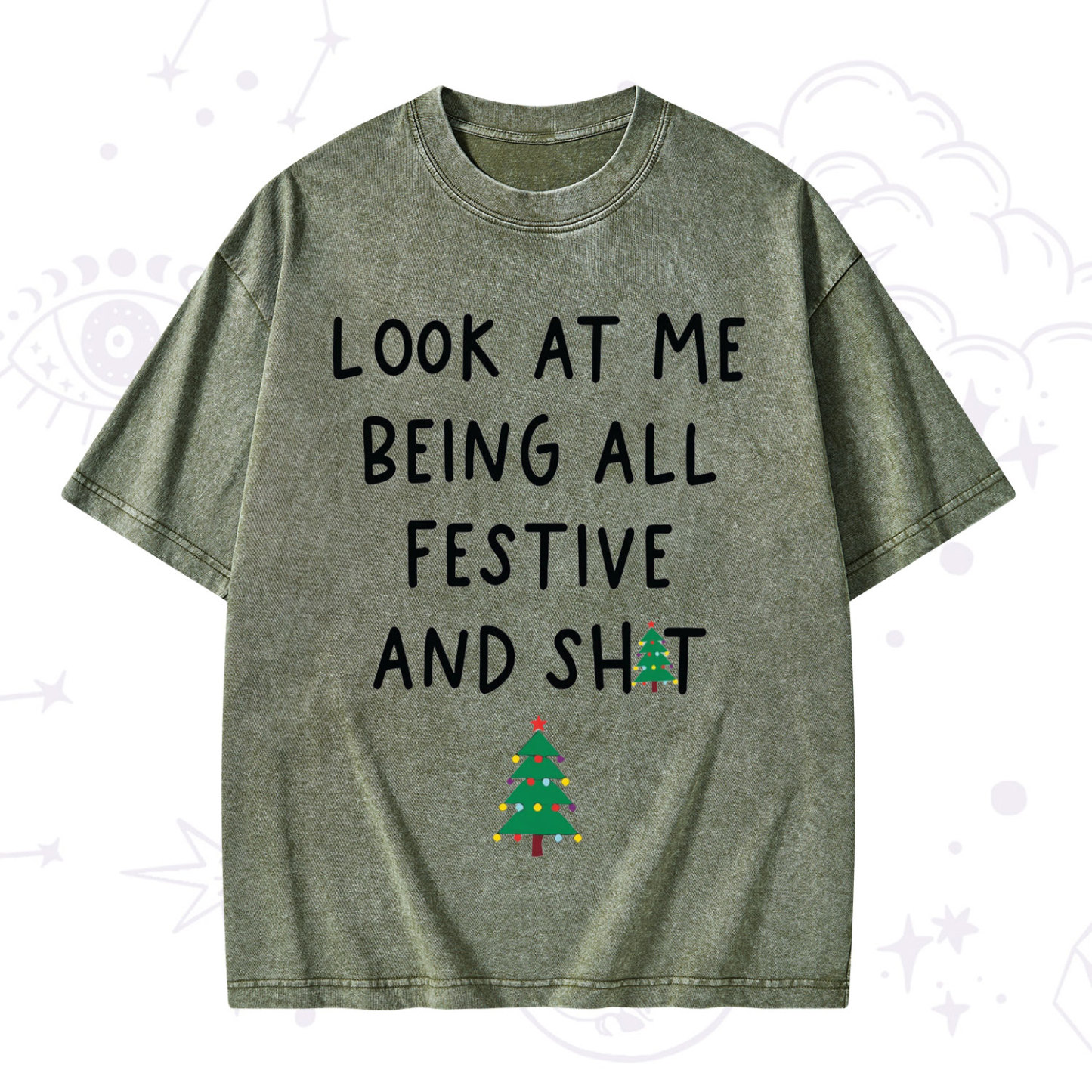 Purplehecate Look At Me Being All Festive Christmas Washed T-Shirt